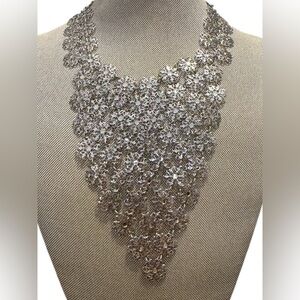 1960s Vendome Floral Mesh Waterfall Bib Necklace